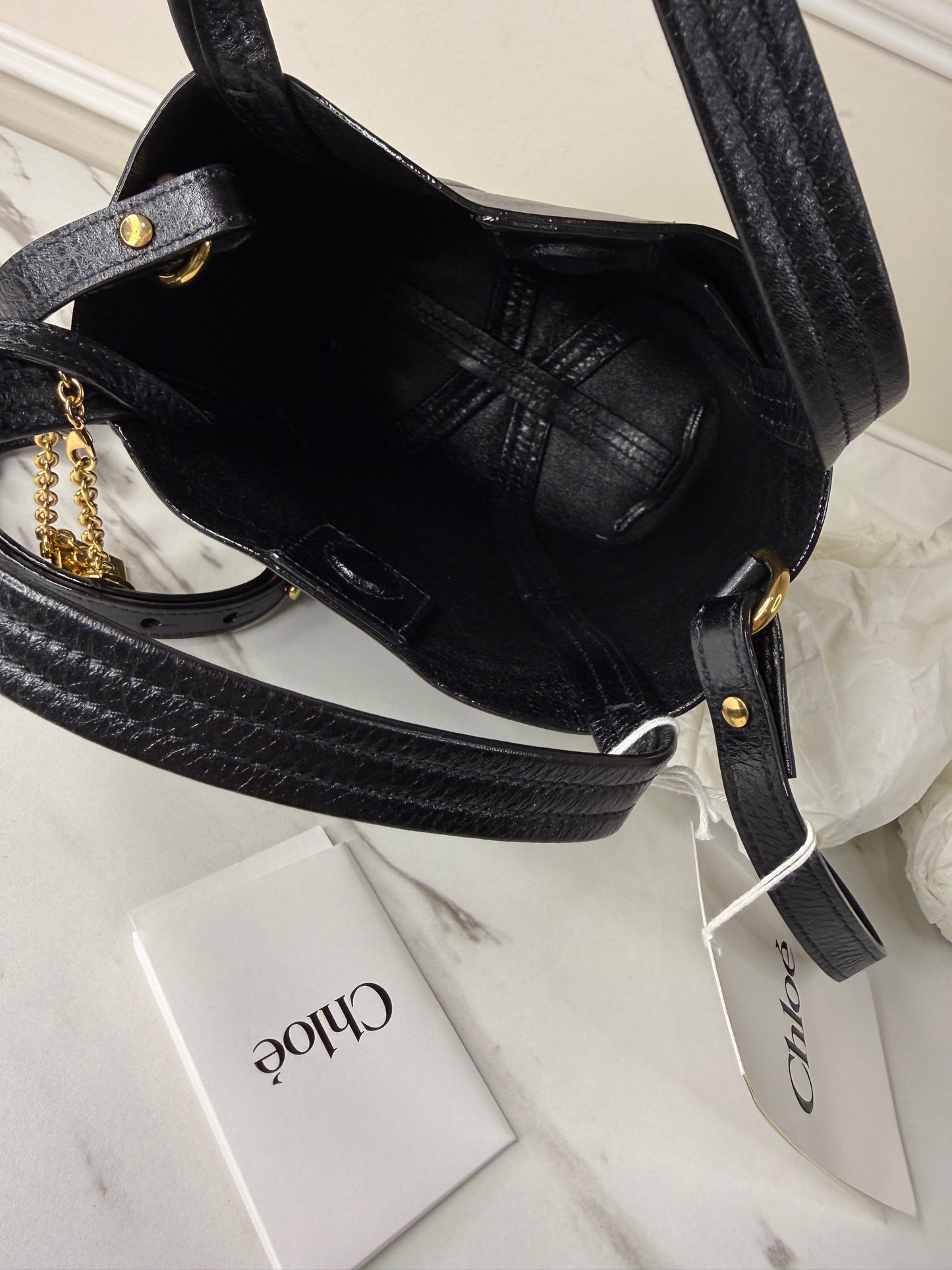 Chloé Small Spin Tote Bag black crafted from grained calf leather