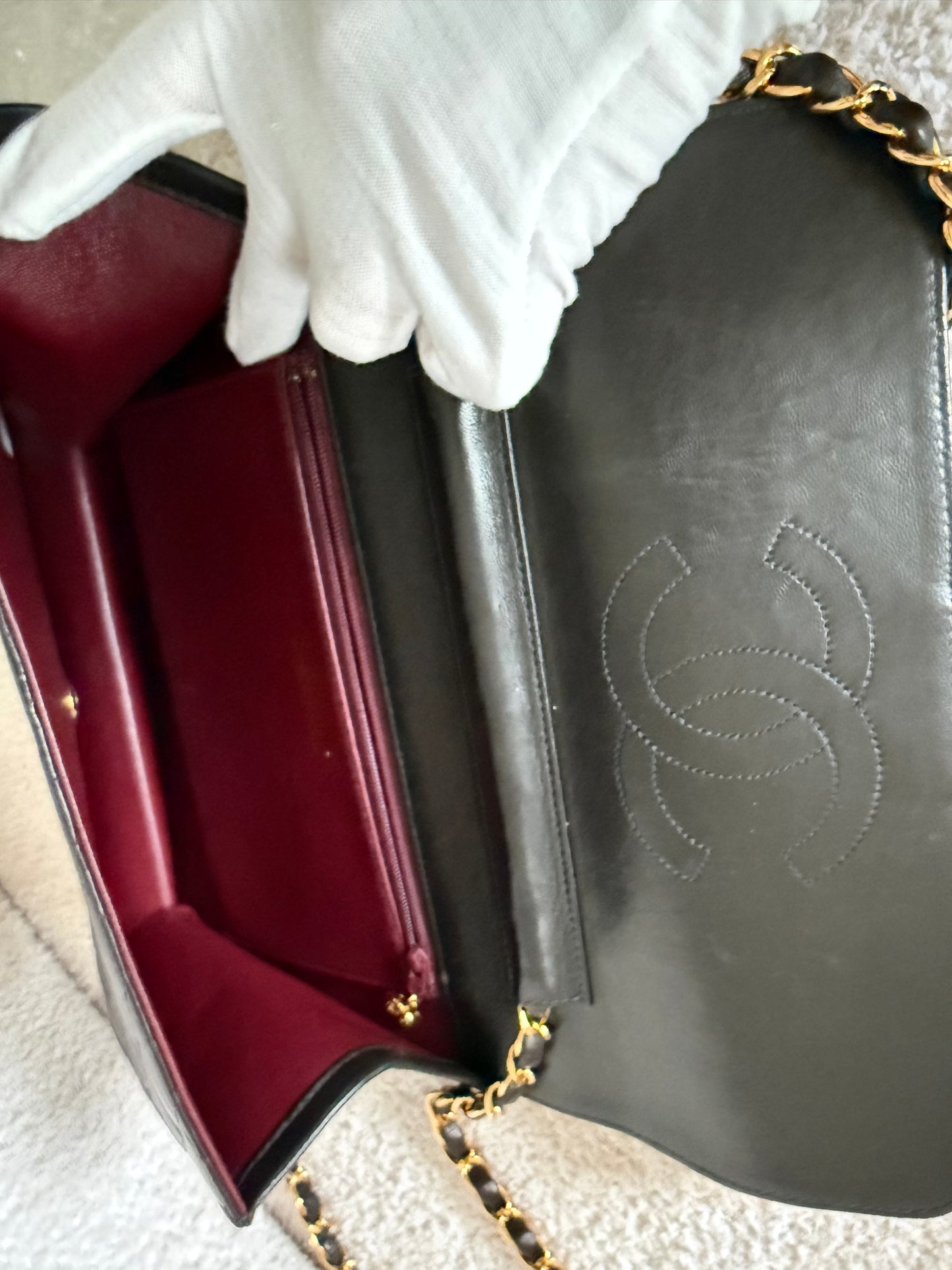 Chanel Vintage black quilted lambskin leather flap bag with gold-tone hardware