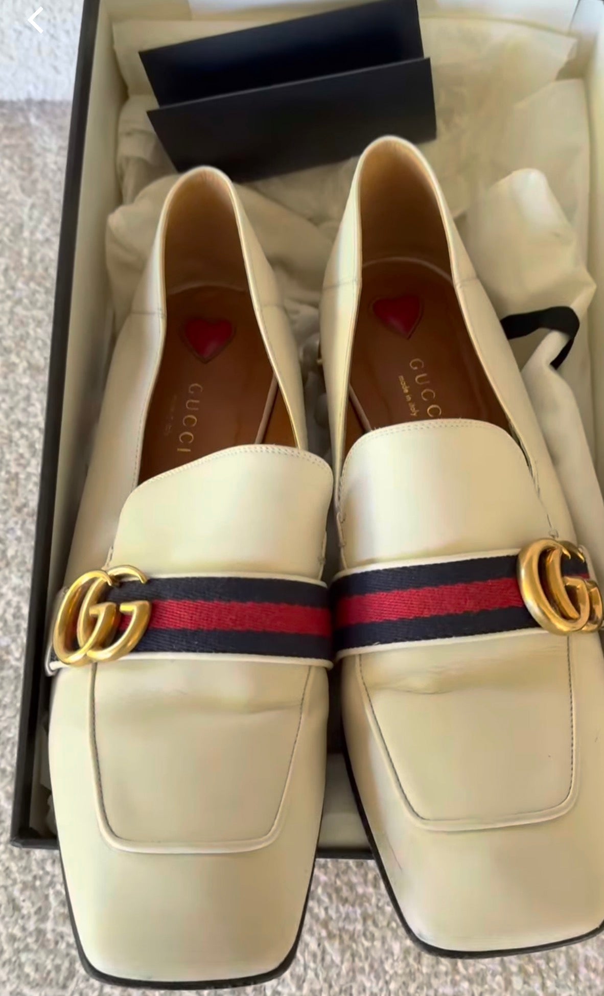 Gucci Peyton leather loafers in white Size 39.5