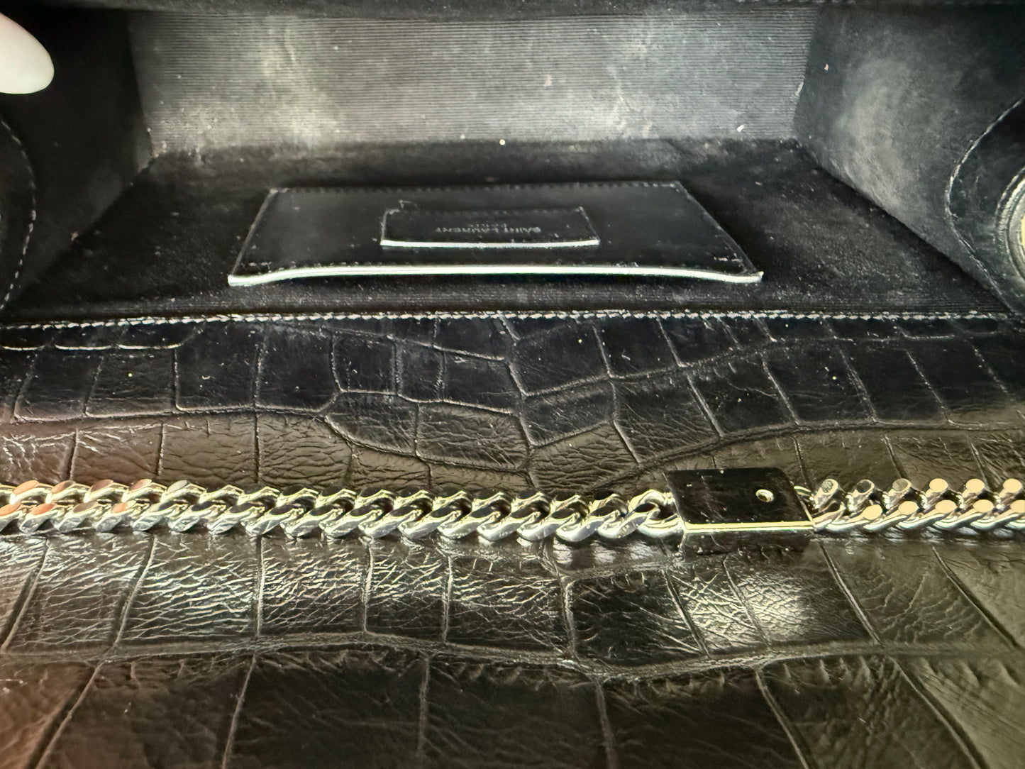 Saint Laurent medium Croc Embossed Kate Tassel