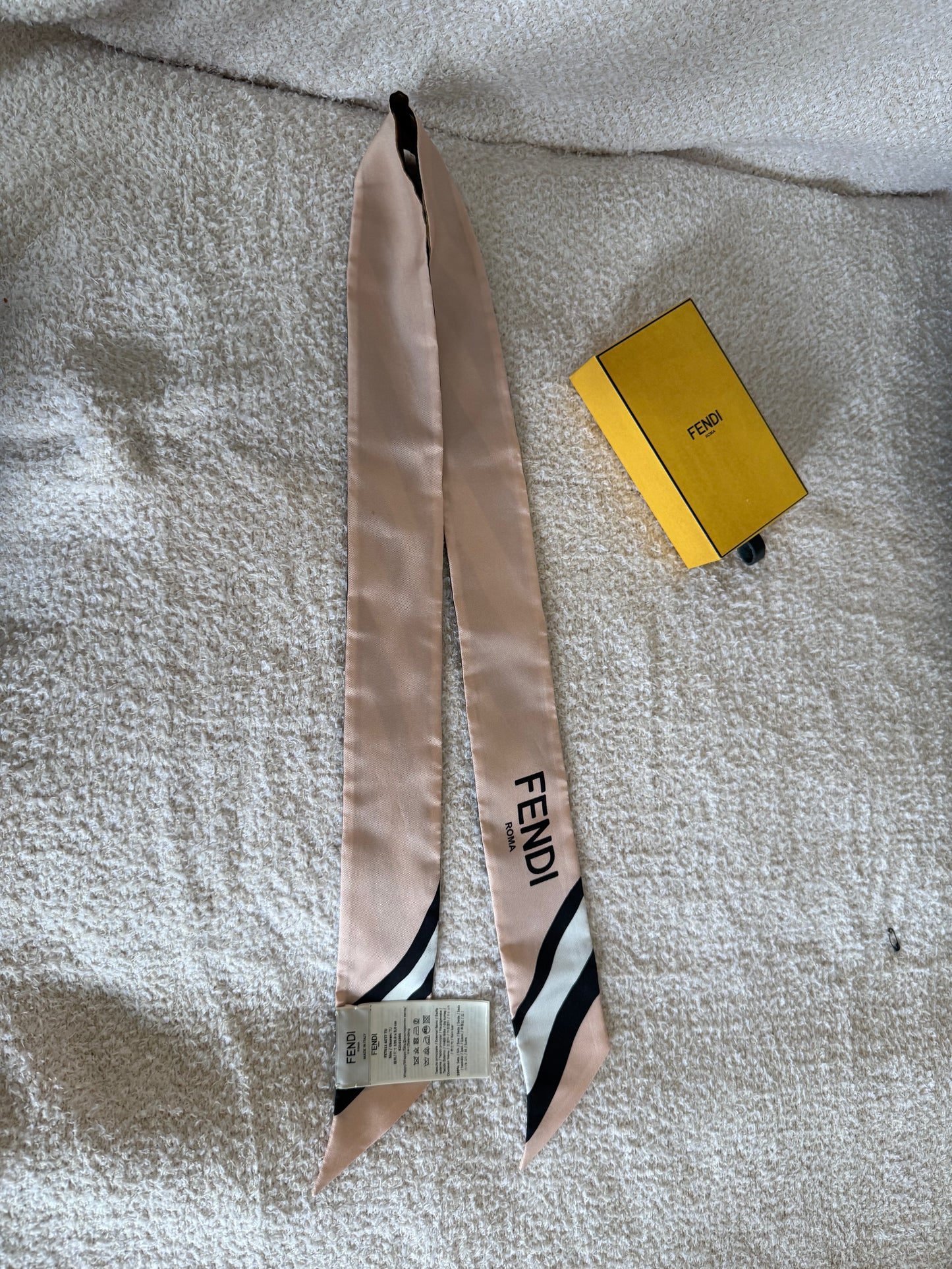 Fendi scarf brown white silk and pink