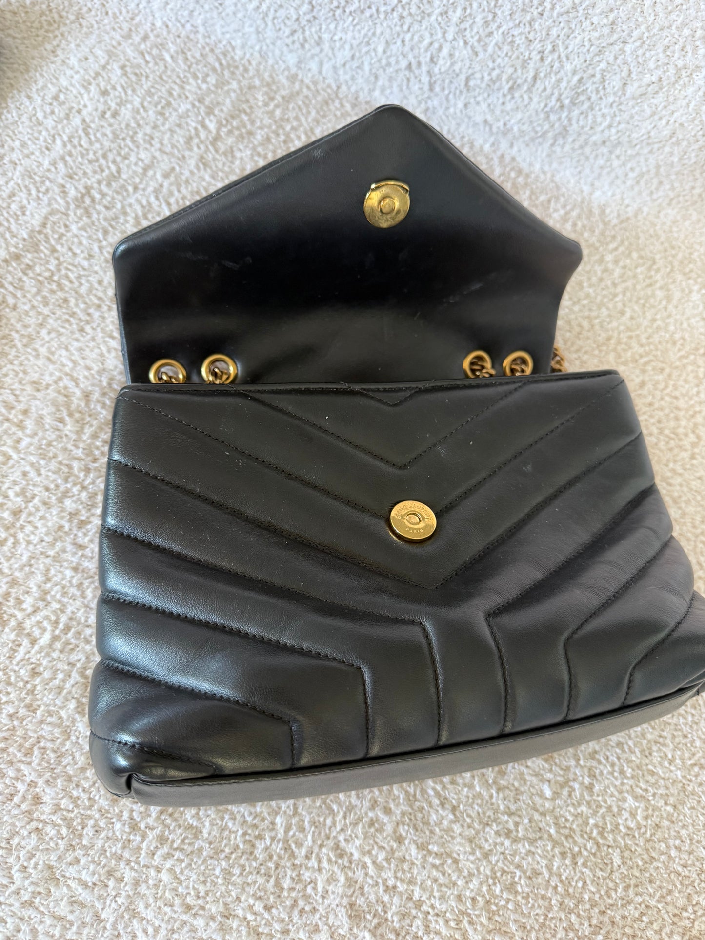 Saint Laurent Loulou small black lambskin bag