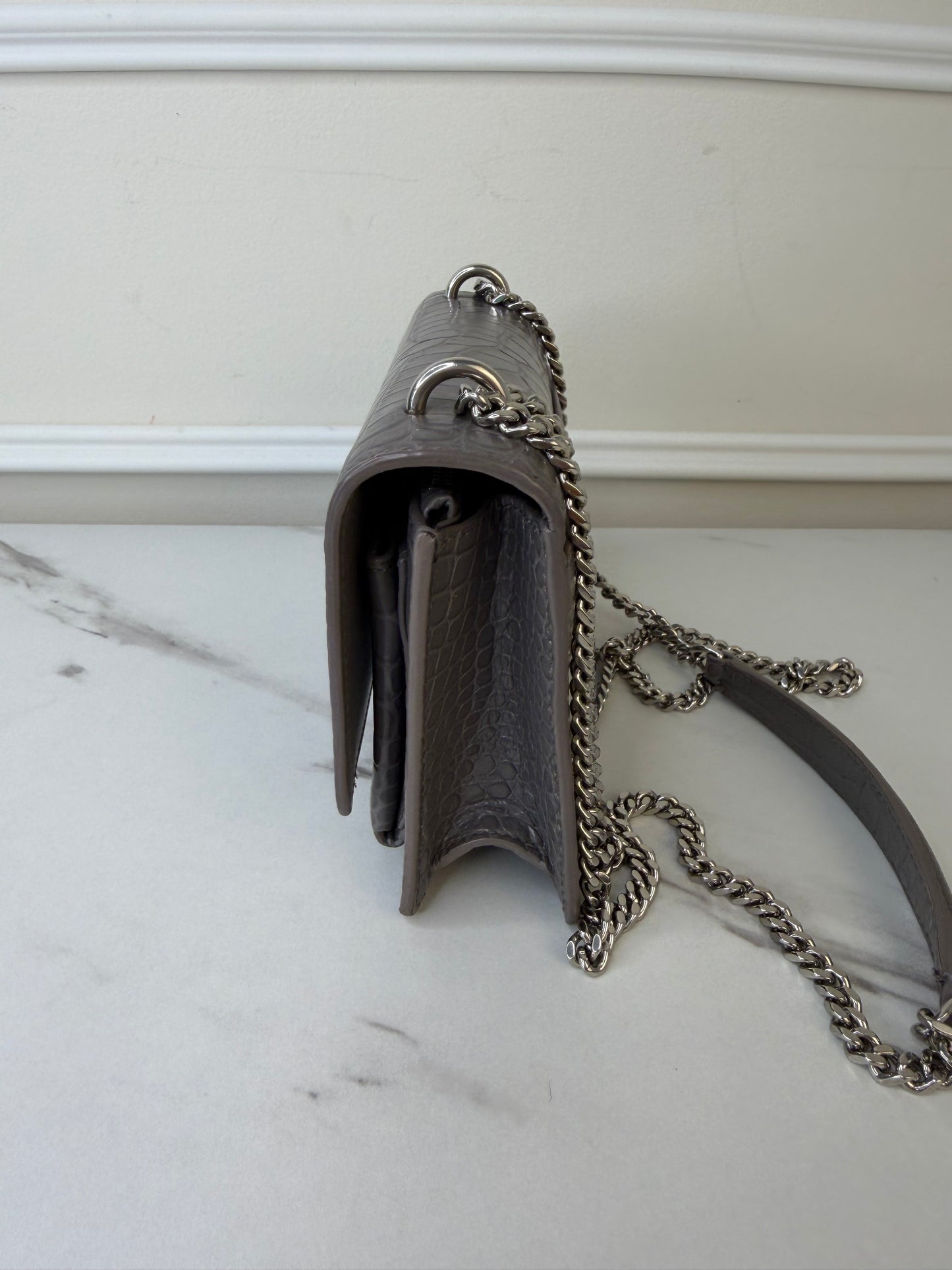 Saint Laurent Croc Embossed Sunset cross body bag