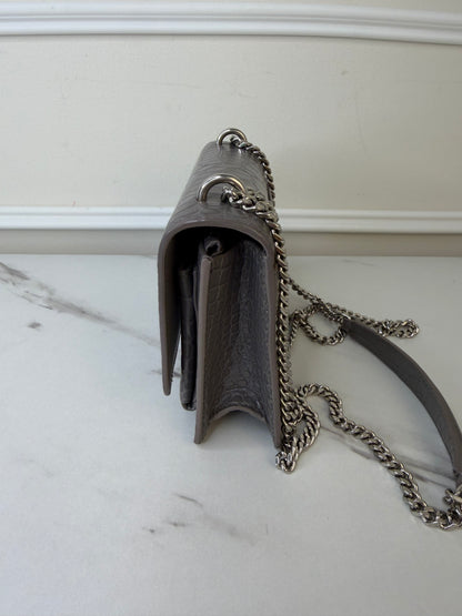 Saint Laurent Croc Embossed Sunset cross body bag
