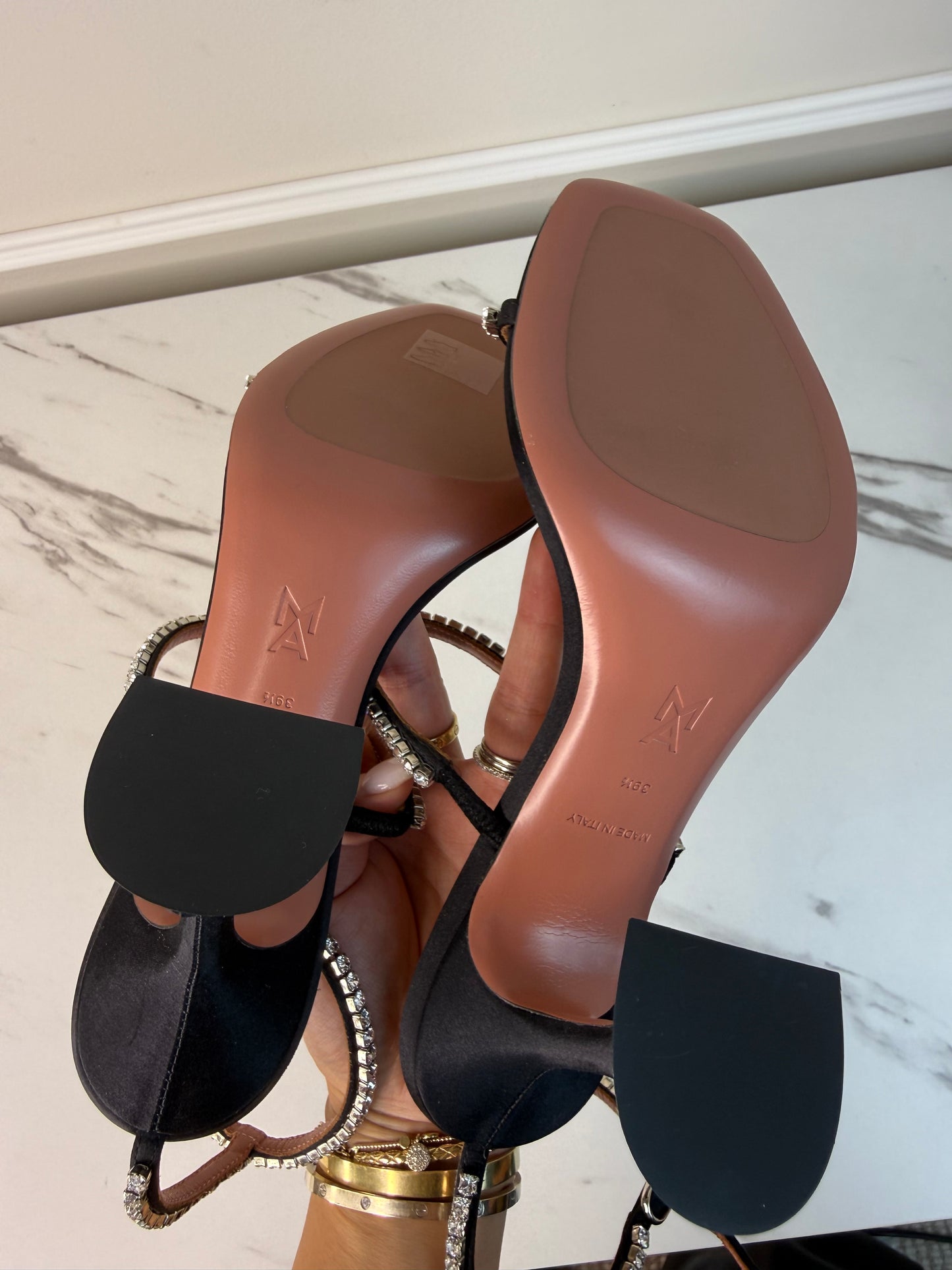 Amina Muaddi Gilda sandals in black size 39.5