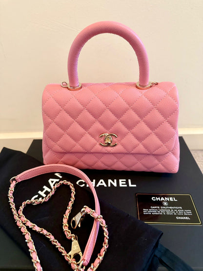 Chanel Coco handle small caviar pink LGHW
