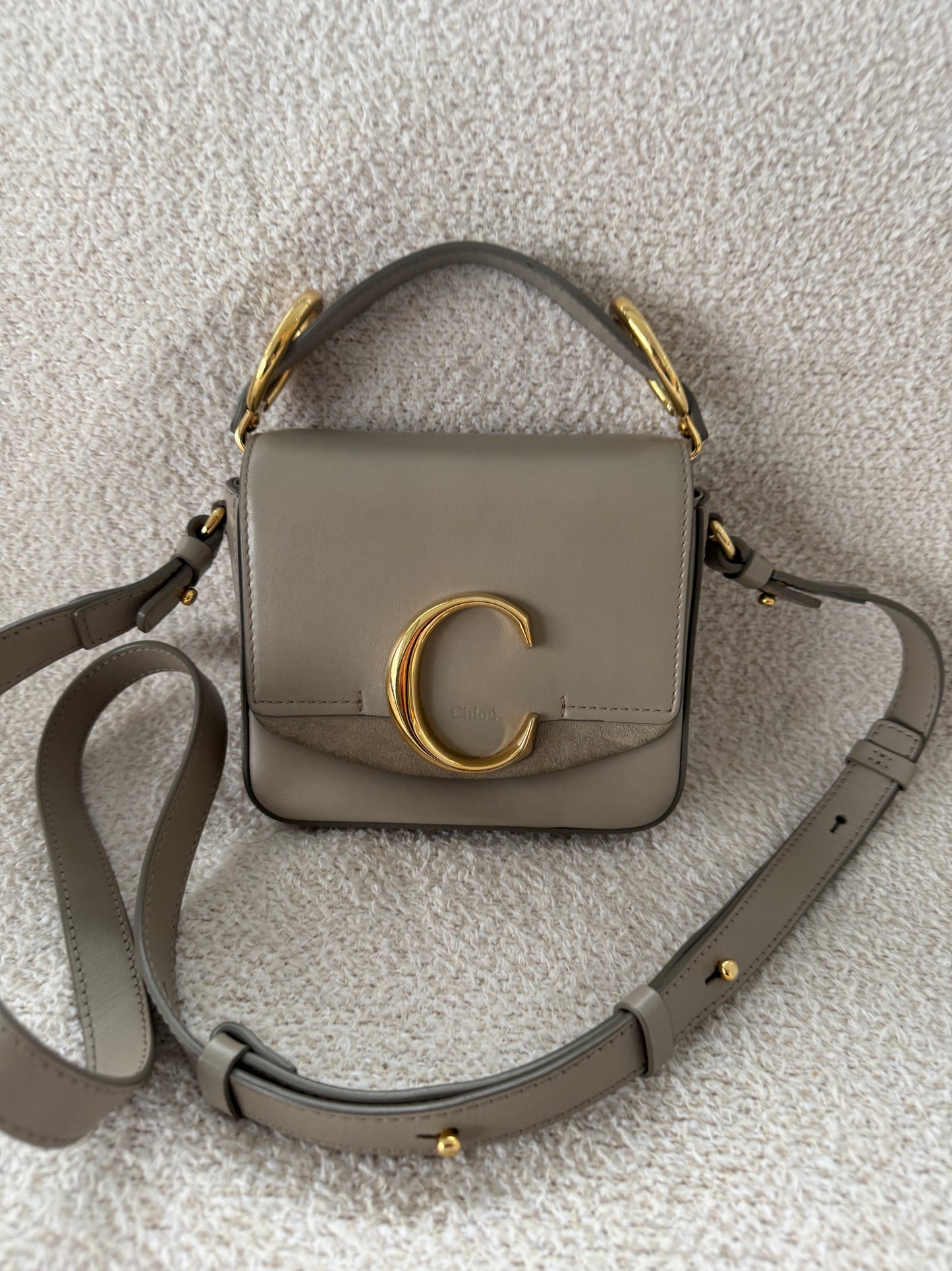 Chloe Mini C top handle bag with shoulder strap