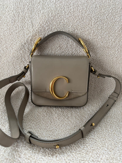 Chloe Mini C top handle bag with shoulder strap