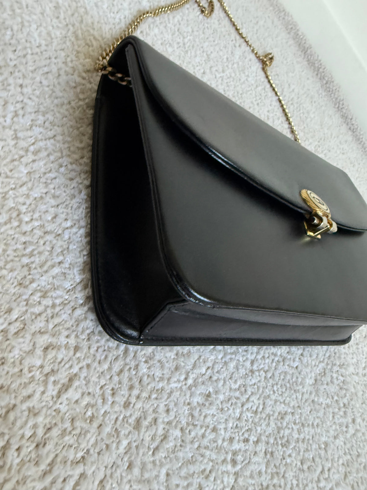Christian Dior vintage black leather flap chain bag