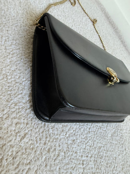 Christian Dior vintage black leather flap chain bag