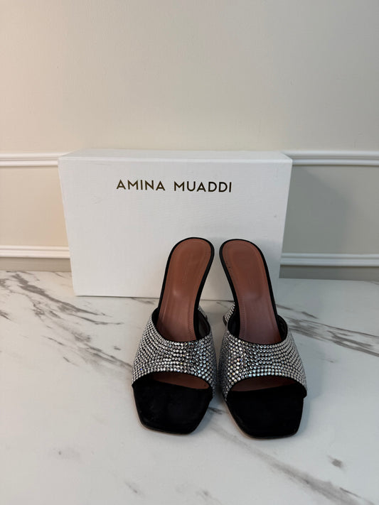 Amina Muaddi Lupita crystal mules size 40