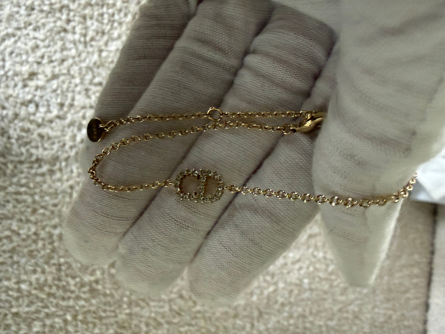Dior bracelet gold finish metal with white crystals
