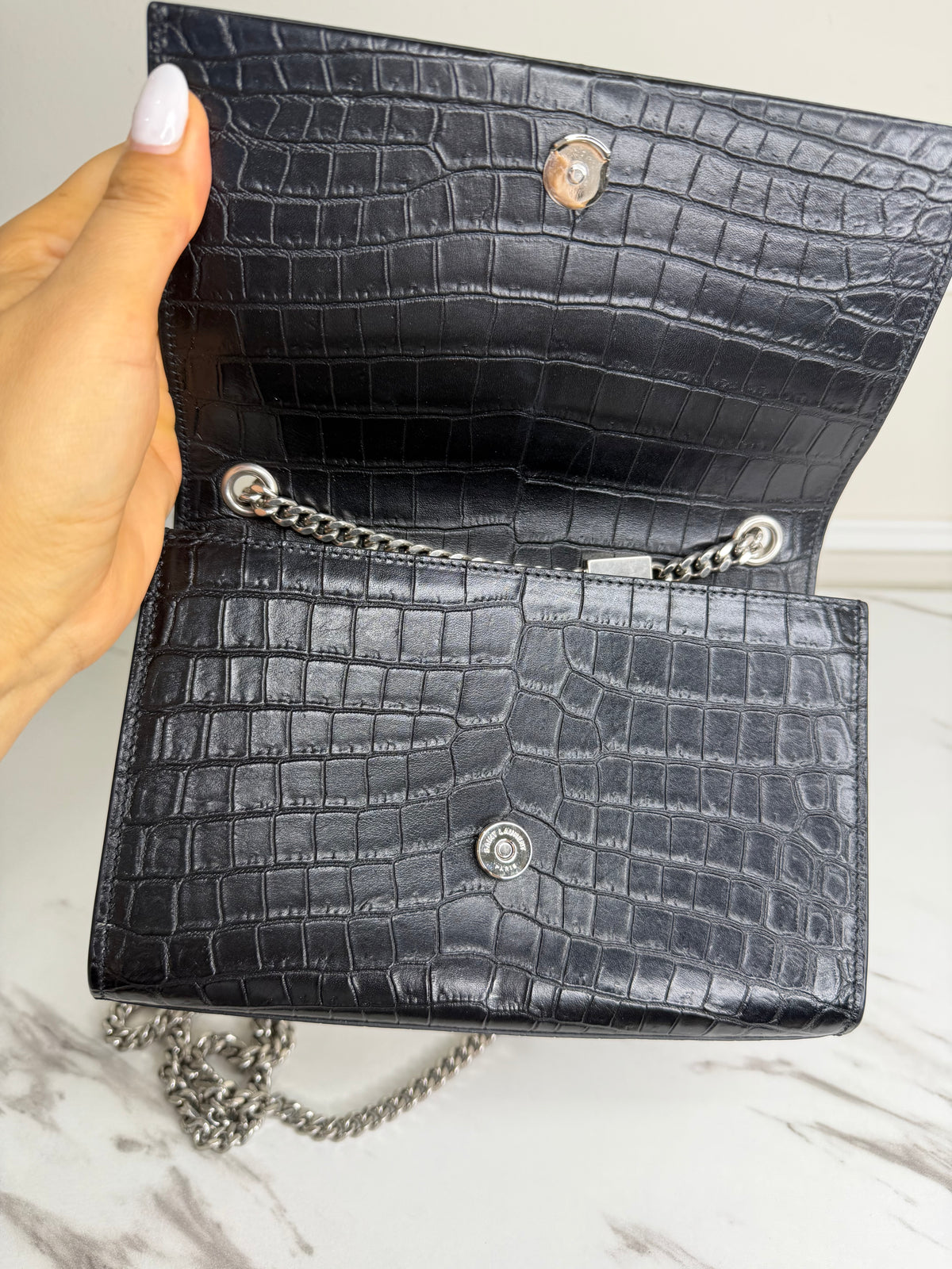 Saint Laurent Croc Kate tassel bag,