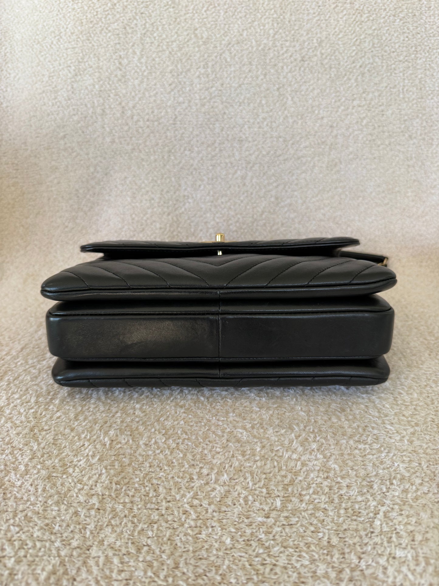 Chanel trendy cc small black chevron lambskin with ghw