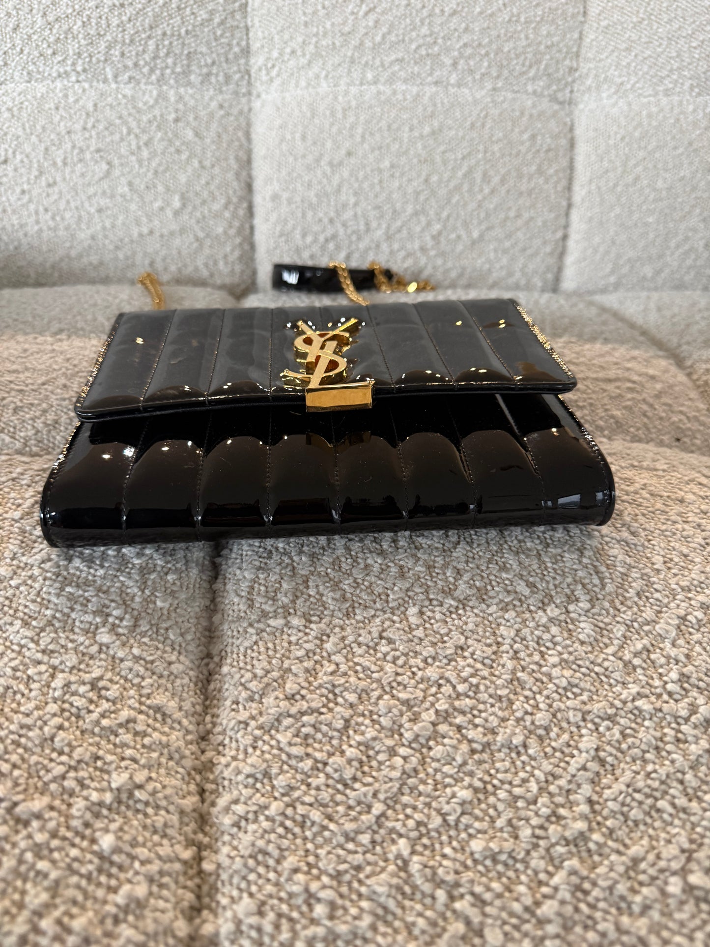 Saint Laurent Small Vicky Quilted Patent