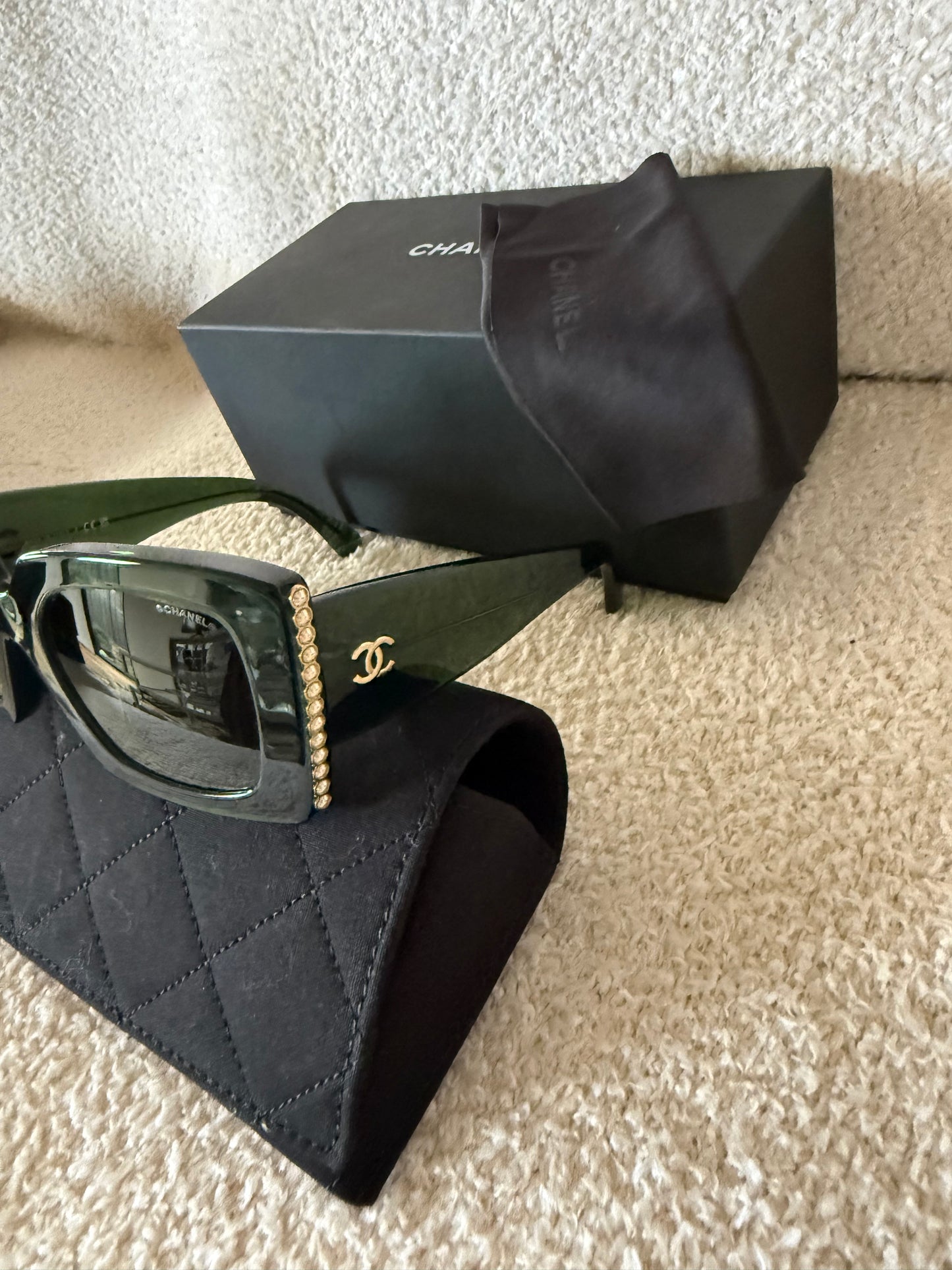 Chanel green oversized sunglasses