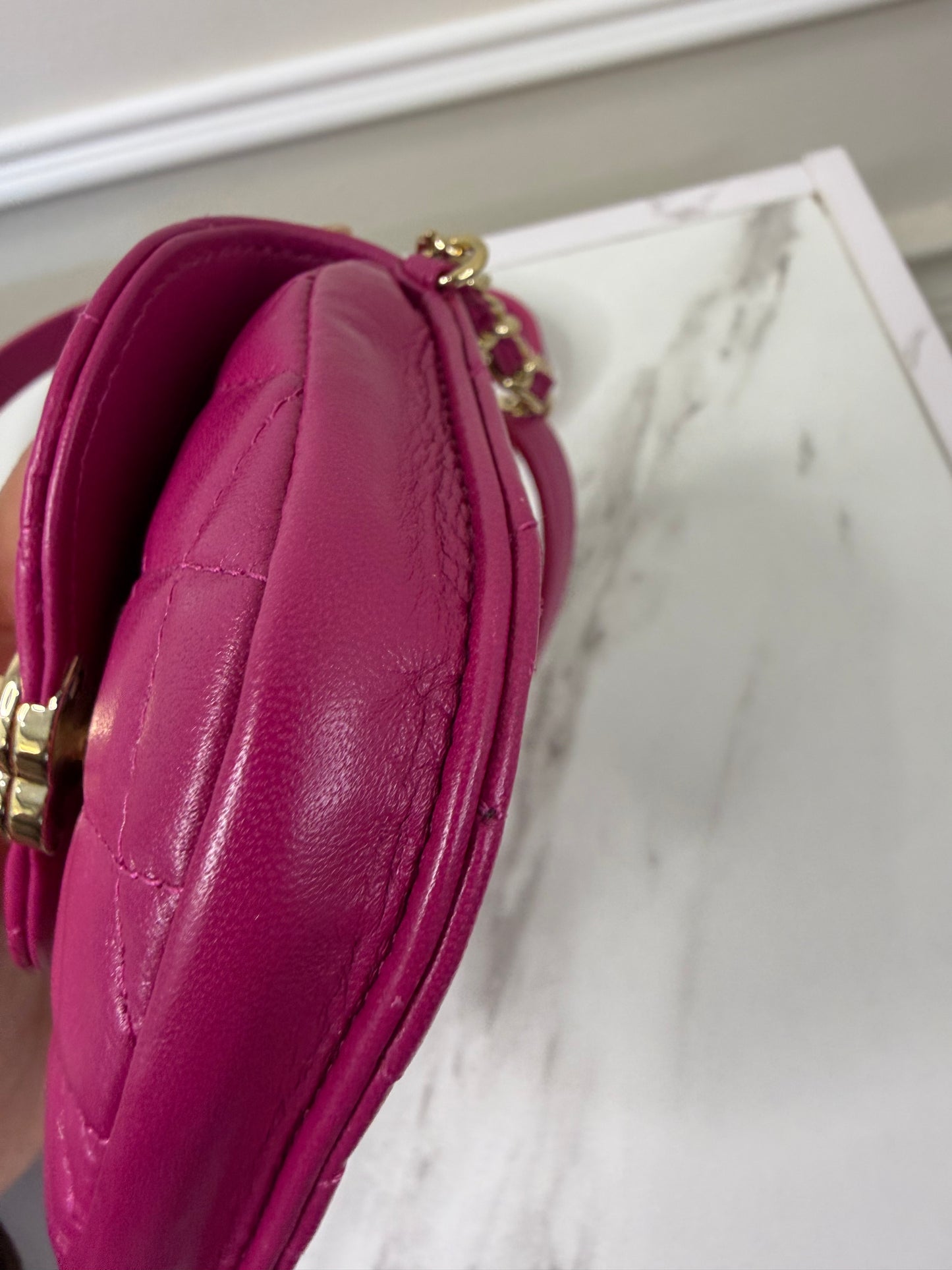 Chanel Magenta Quilted Lambskin and Tweed Mini Waist Bag and Coin Purse Set