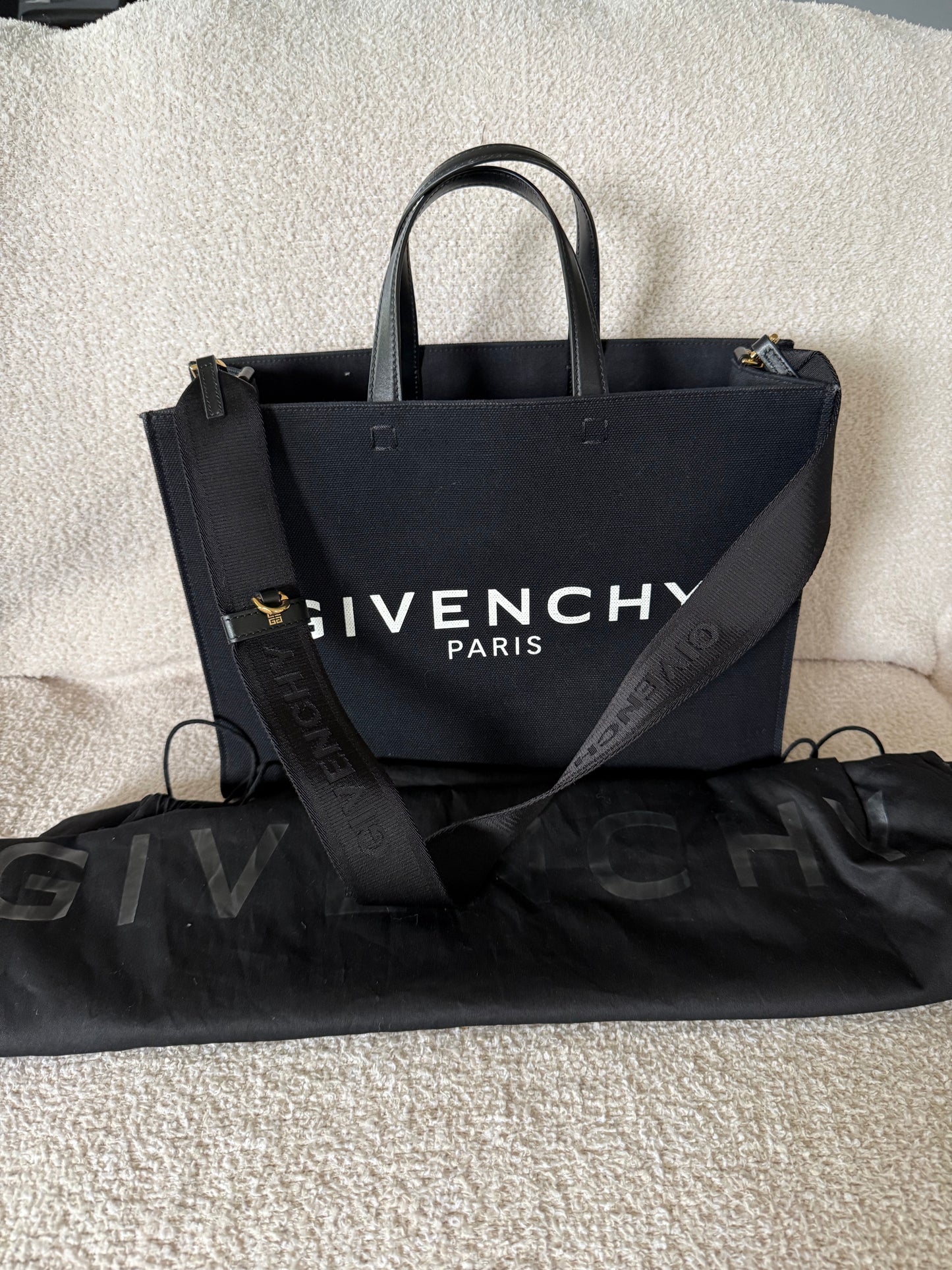 Givenchy black canvas G tote bag