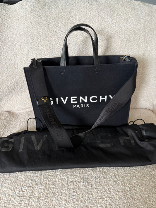 Givenchy black canvas G tote bag
