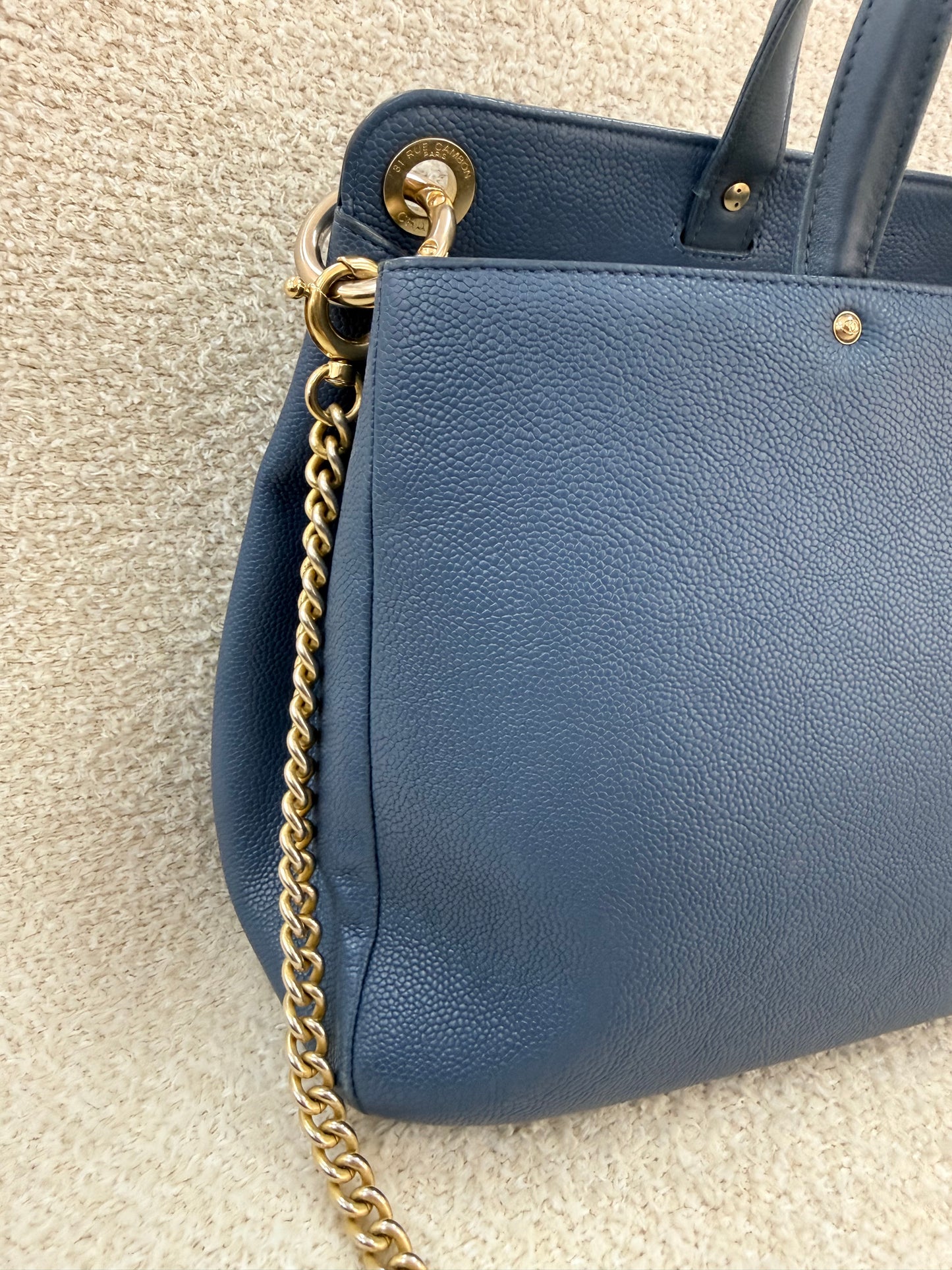 Chanel Calf Skin Blue Tote Bag