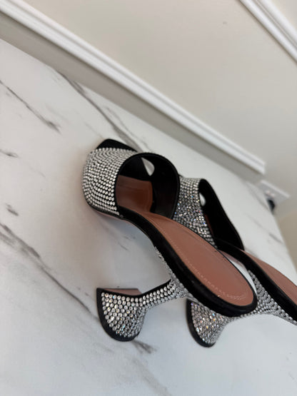 Amina Muaddi Lupita crystal mules size 40