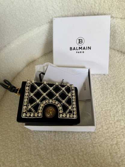Balmain B Buzz velvet and pearl card holder