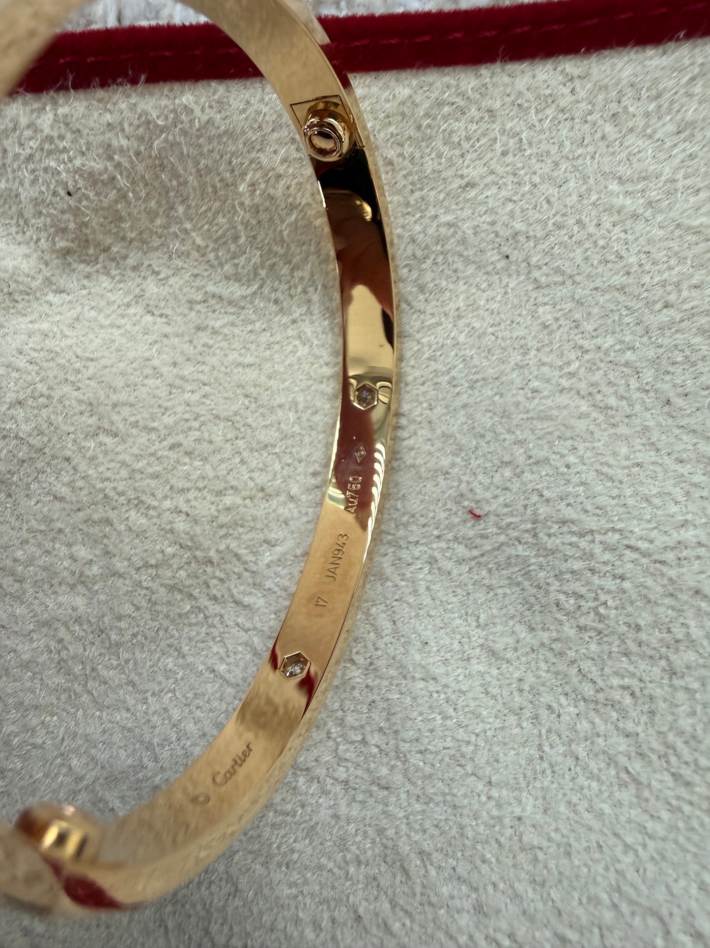 Cartier love bracelet yellow gold with 4 diamonds size 17