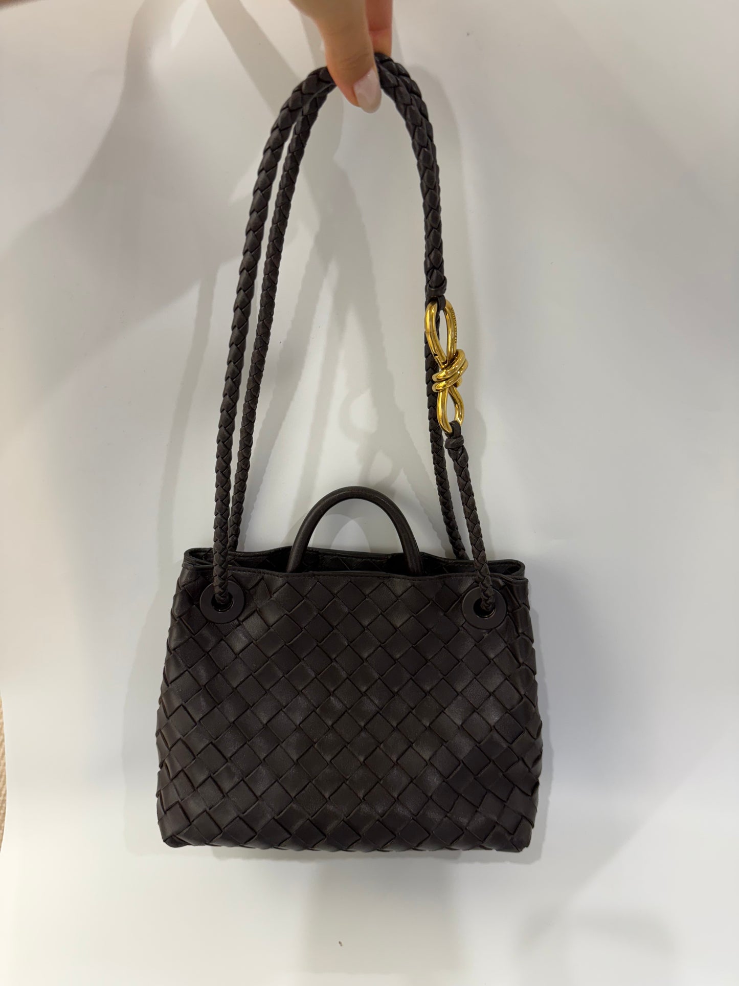 Bottega Veneta Andiamo Small Leather Top Handle Bag