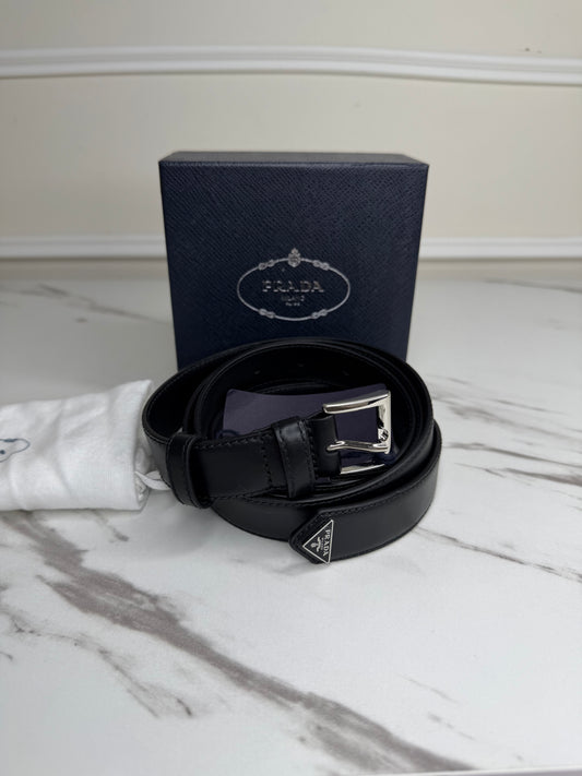 Prada Saffiano Leather Belt with Triangle Logo