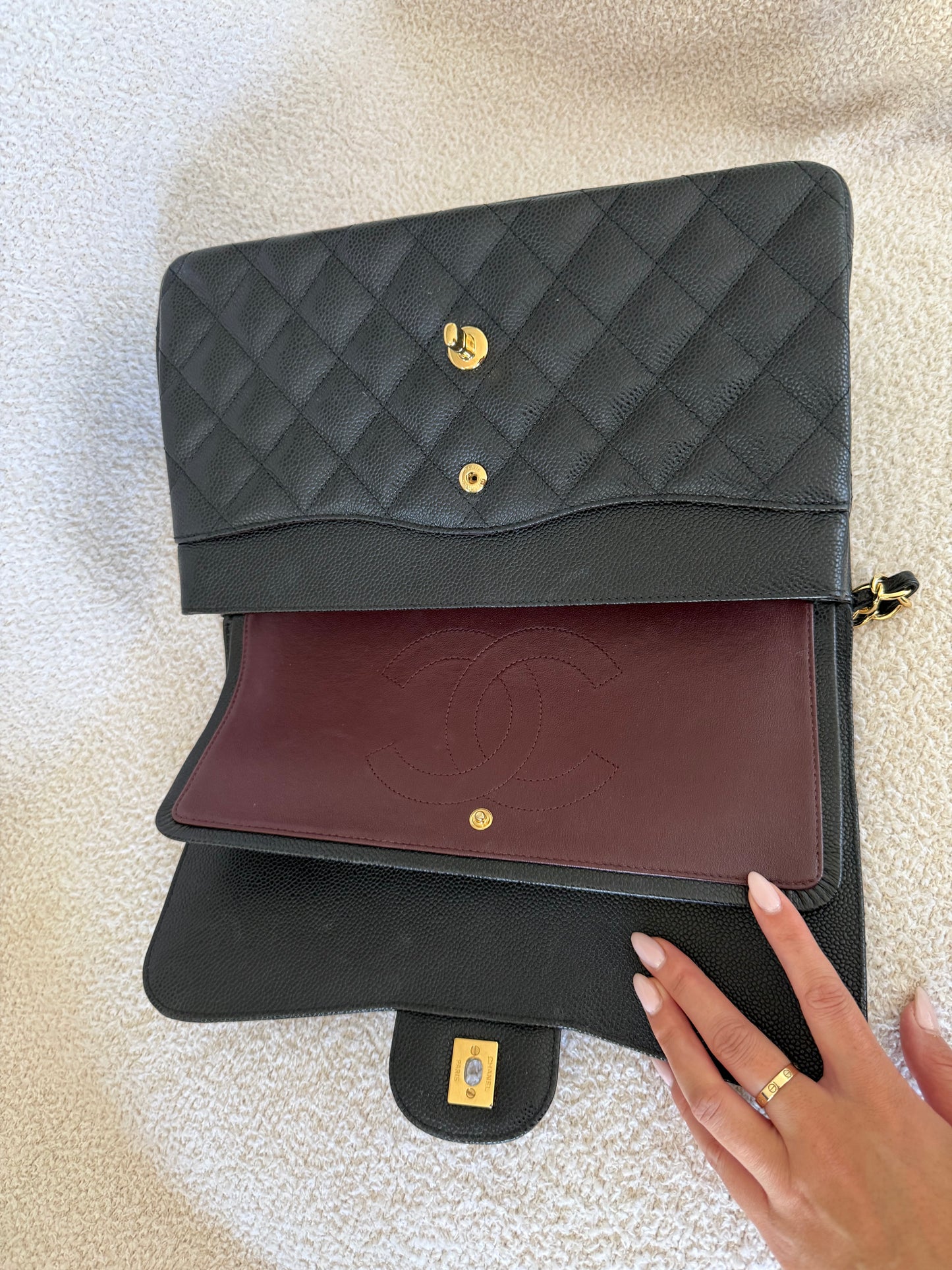 Chanel Classic flap jumbo black caviar with GHW