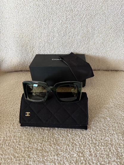 Chanel green oversized sunglasses