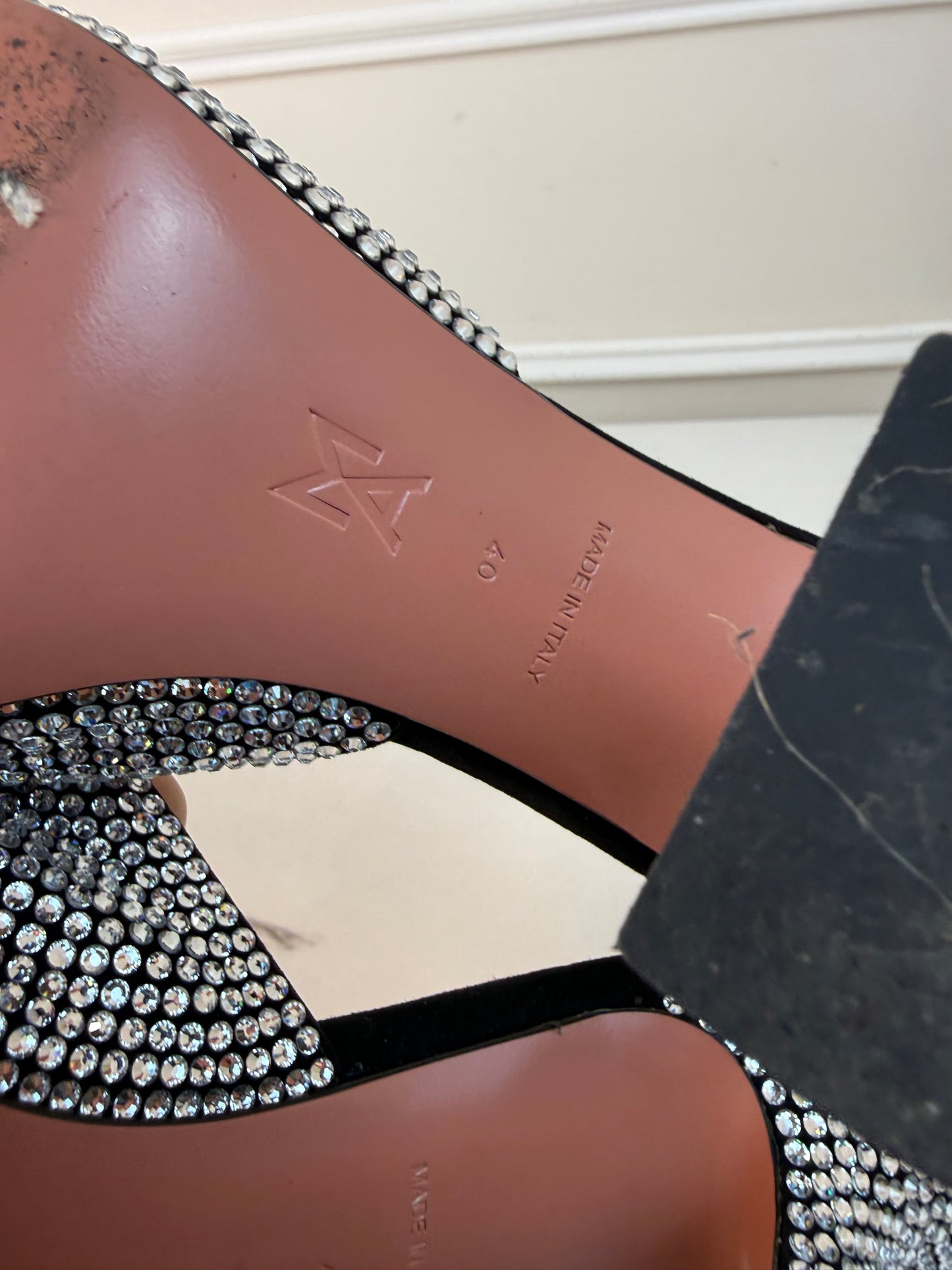 Amina Muaddi Lupita crystal mules size 40