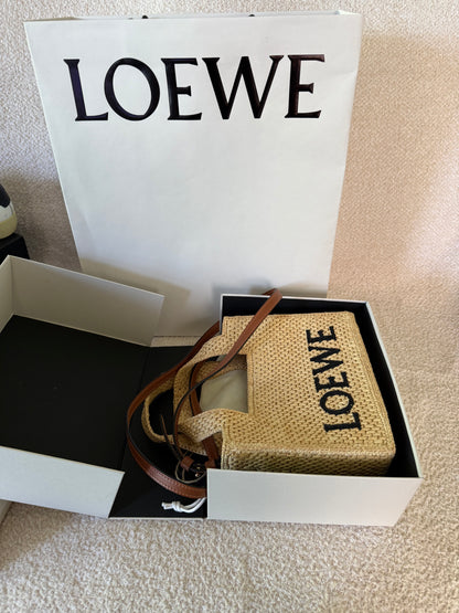 LOEWE mini Font tote in raffia
