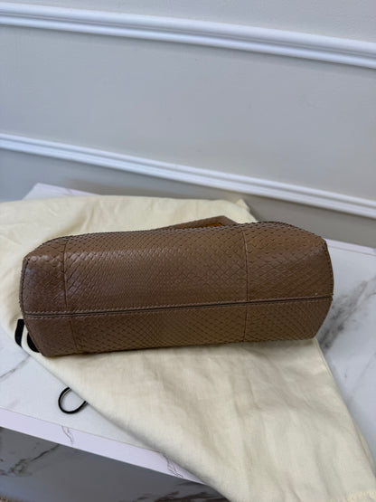 Fendi taupe python small clutch bag