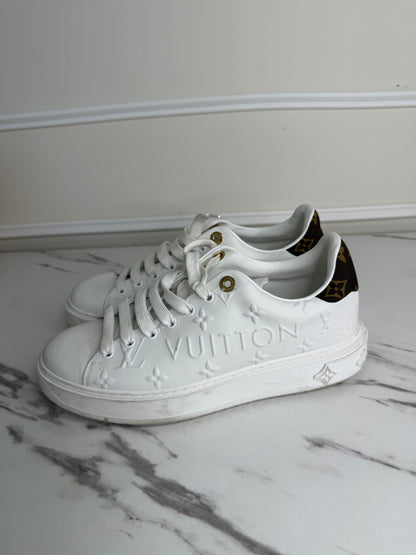White Monogram Embossed Time Out Sneakers