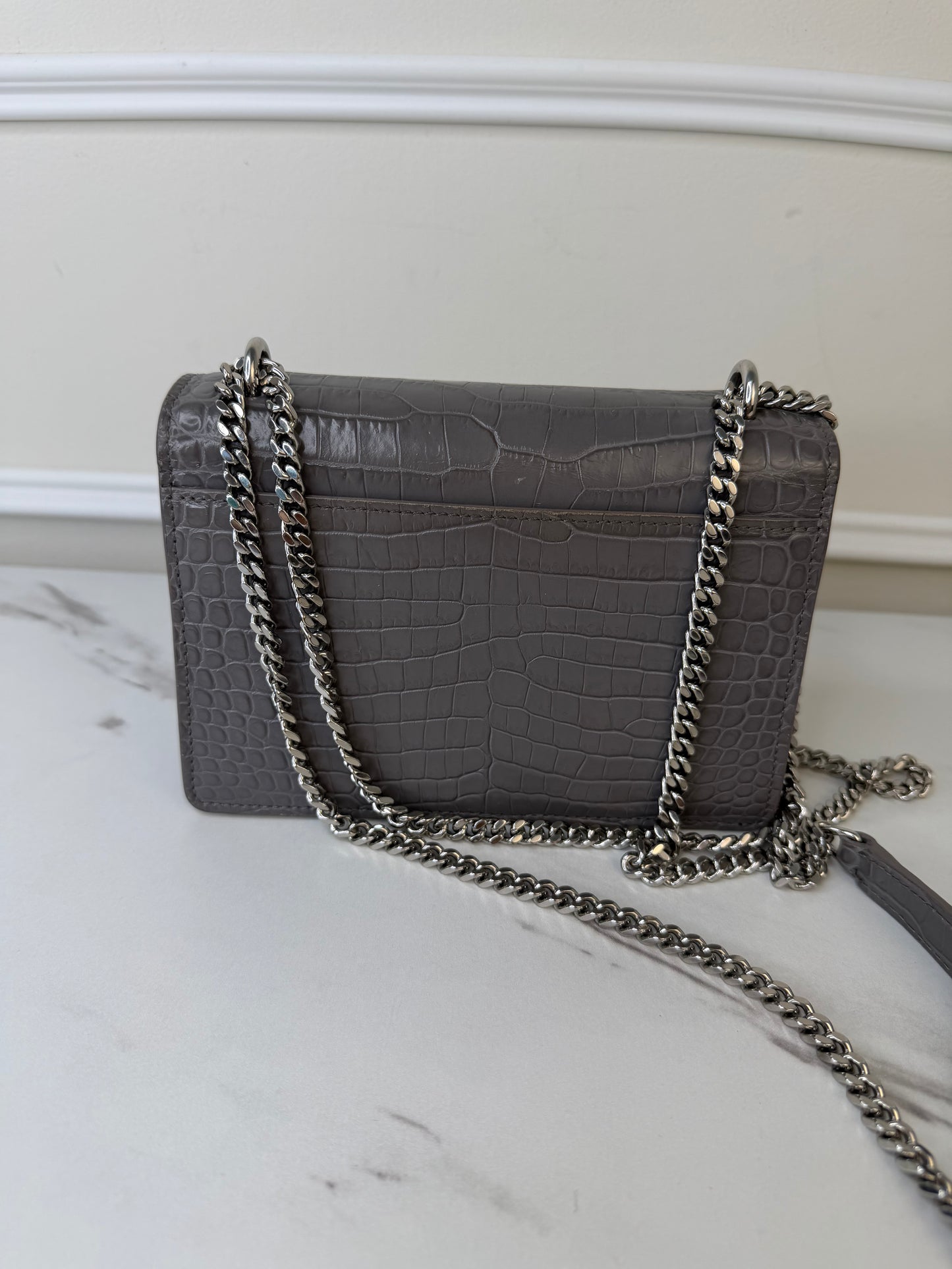 Saint Laurent Croc Embossed Sunset cross body bag