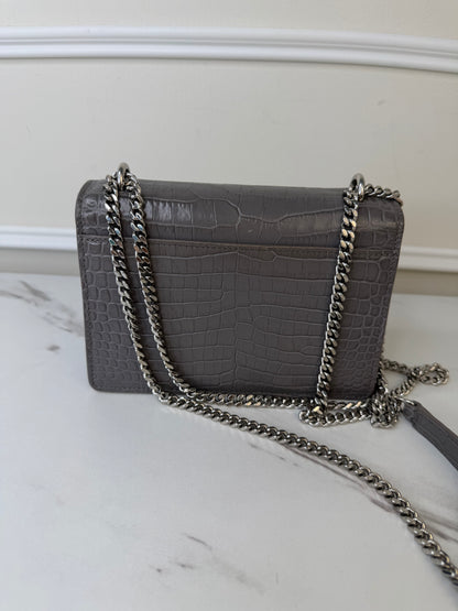 Saint Laurent Croc Embossed Sunset cross body bag