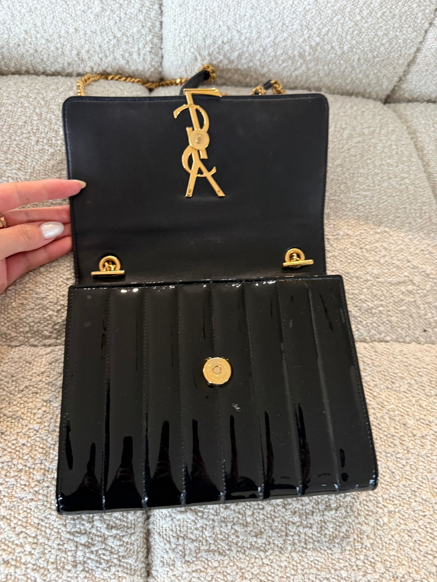 Saint Laurent Small Vicky Quilted Patent