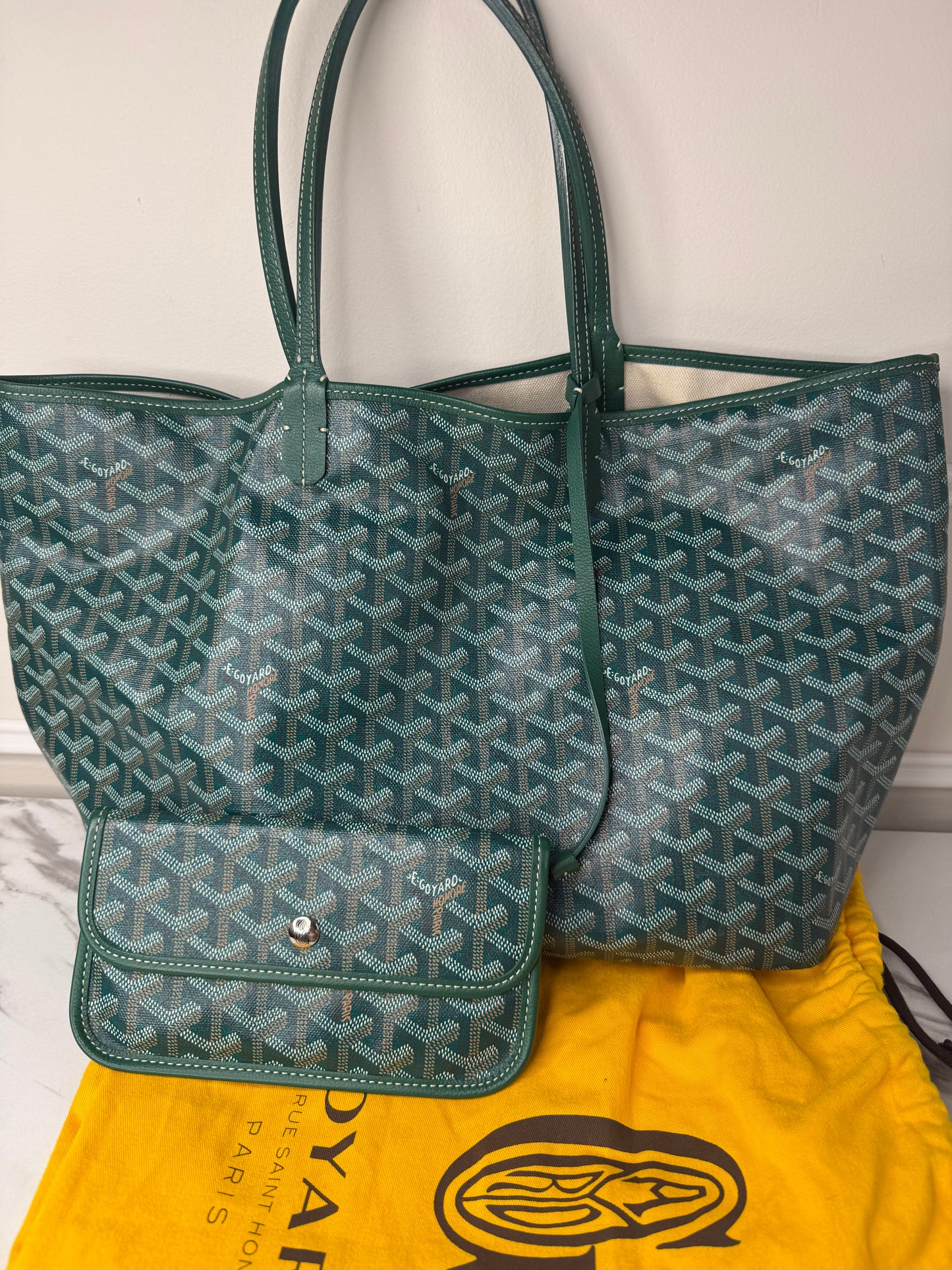 Goyard Saint Louis PM tote bag in green Goyardine coated canvas