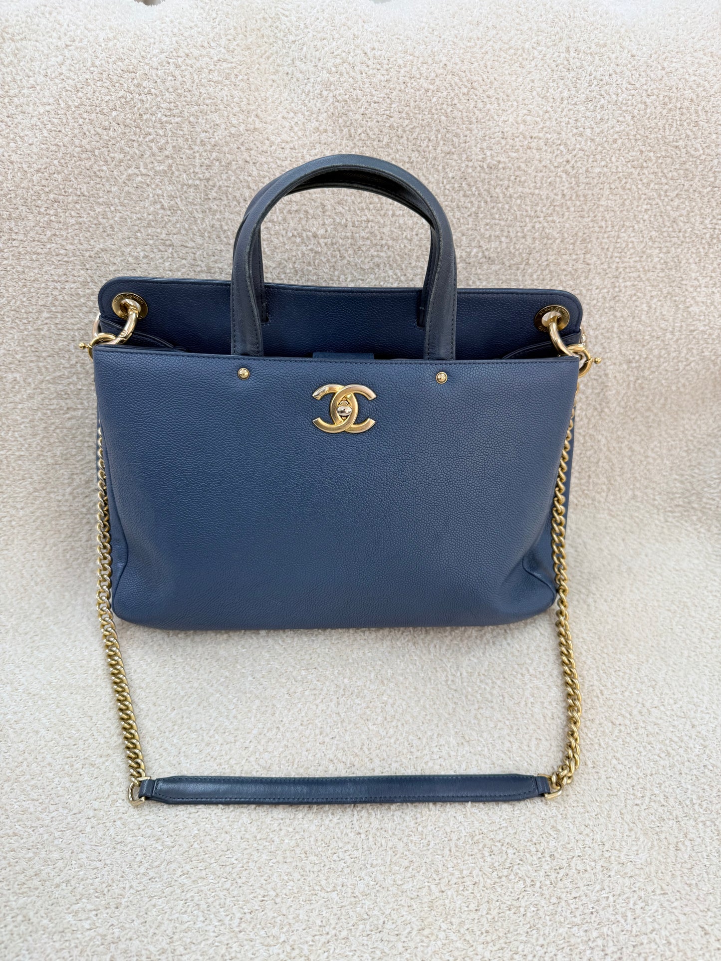 Chanel Calf Skin Blue Tote Bag