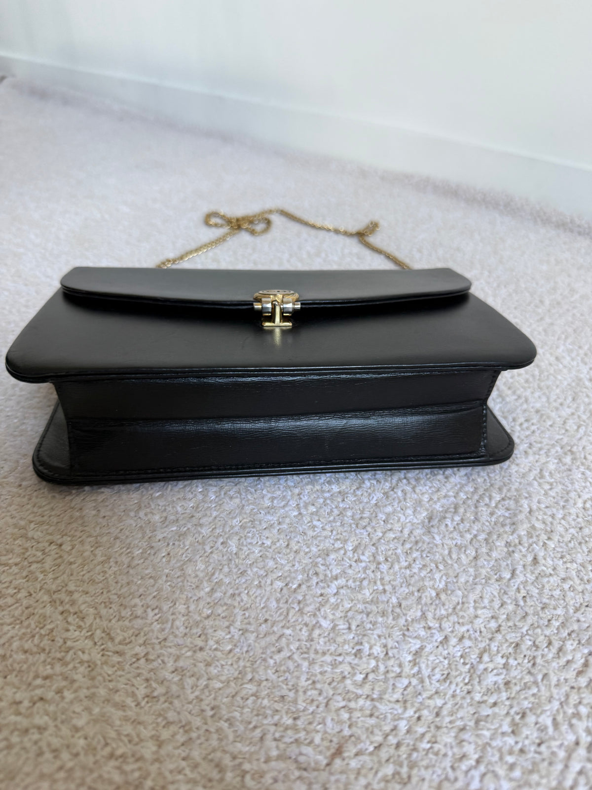 Christian Dior vintage black leather flap chain bag