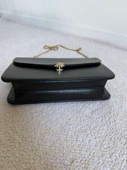 Christian Dior vintage black leather flap chain bag