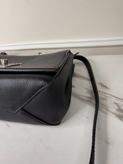 Louis Vuitton Lockme II BB bag in black grained calfskin leather with silver-tone hardware
