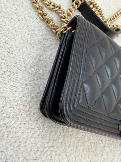 Chanel boy woc black lambskin with ghw
