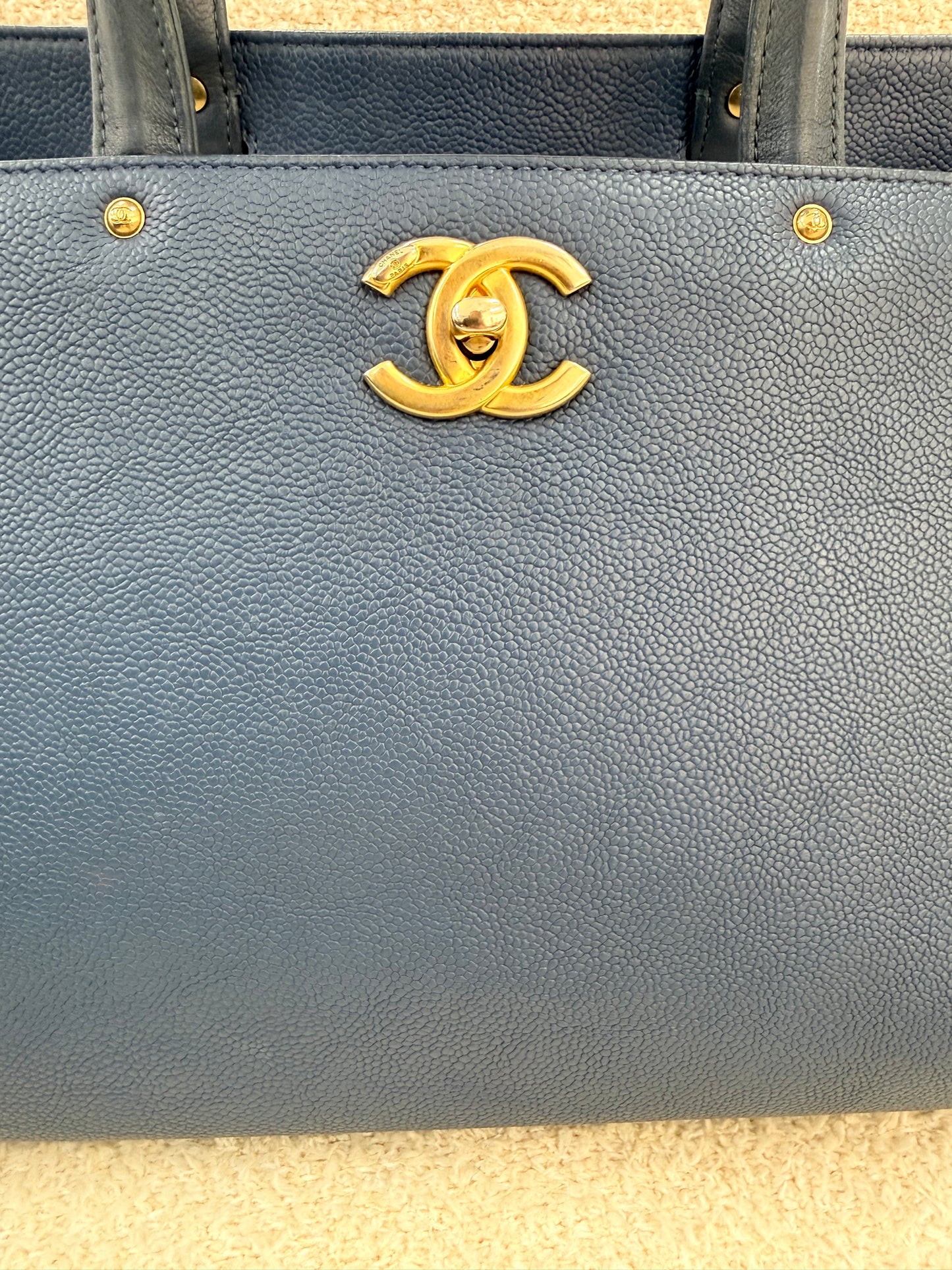Chanel Calf Skin Blue Tote Bag