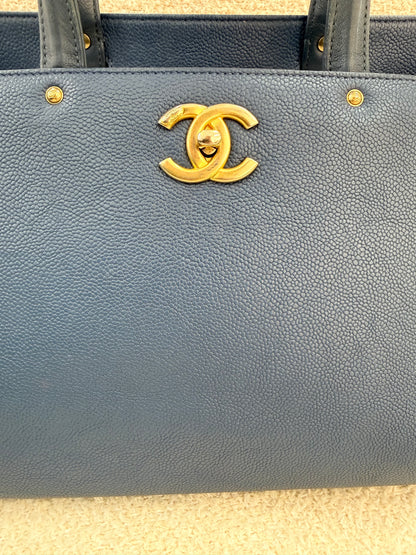 Chanel Calf Skin Blue Tote Bag