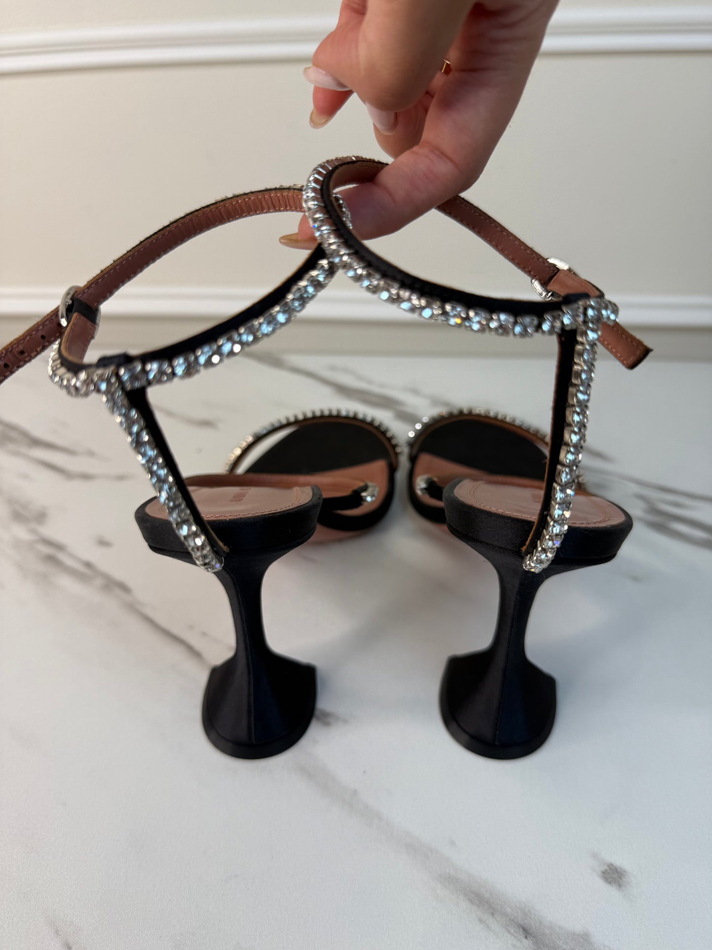 Amina Muaddi Gilda sandals in black size 39.5