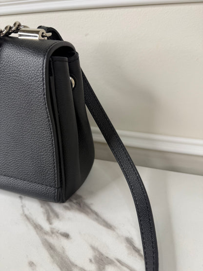 Louis Vuitton Lockme II BB bag in black grained calfskin leather with silver-tone hardware