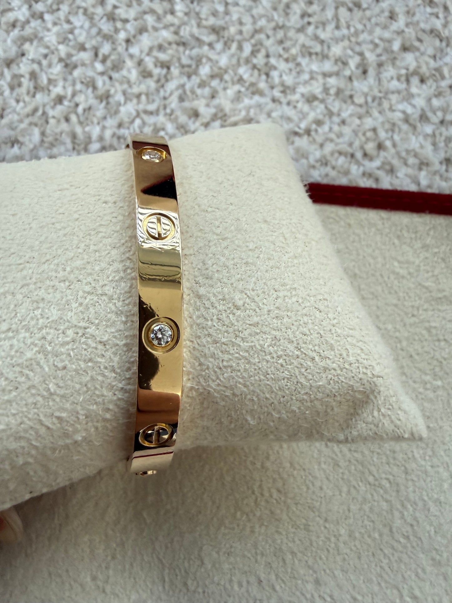 Cartier love bracelet yellow gold with 4 diamonds size 17