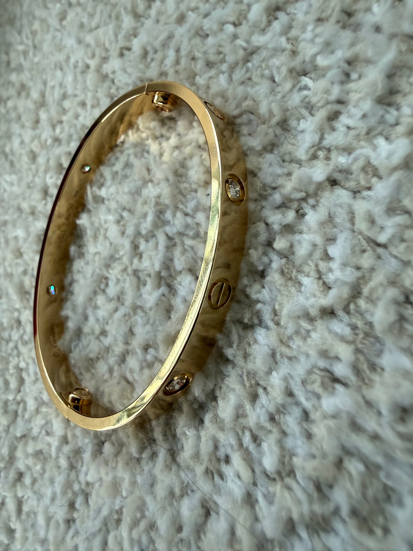 Cartier love bracelet yellow gold with 4 diamonds size 17
